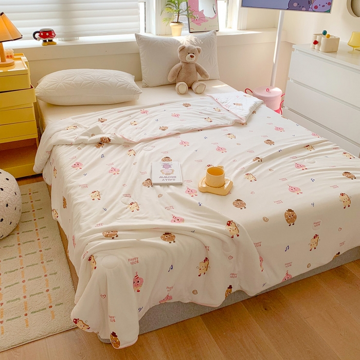 91家纺网 家纺一手货源 找家纺 澳萝拉 2024新款A类针织印花夏被 吐司酱