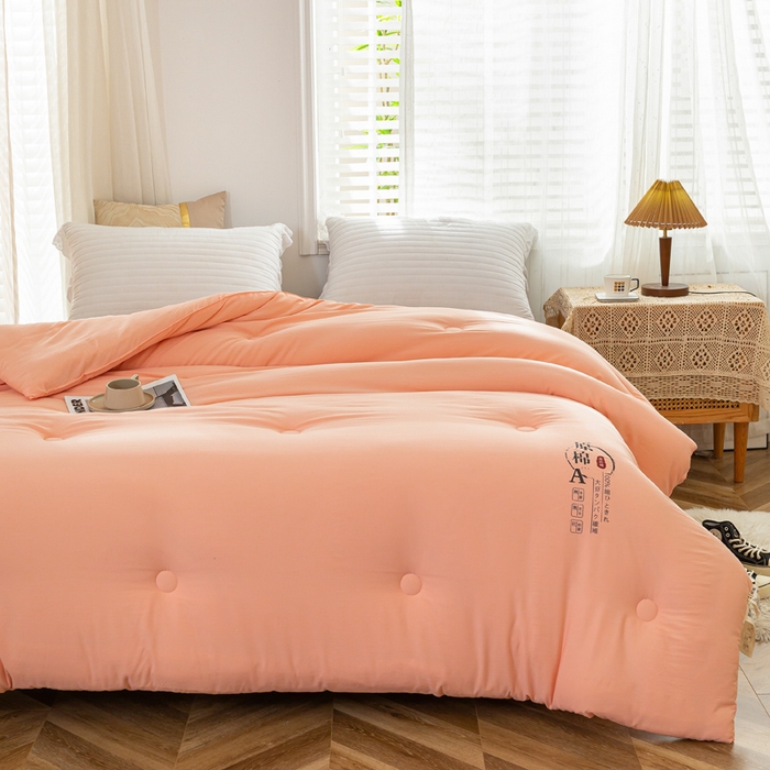 91家纺网 家纺一手货源 找家纺 居易简  2025新款供直播水洗棉大豆纤维春秋被夏被子被芯 粉色