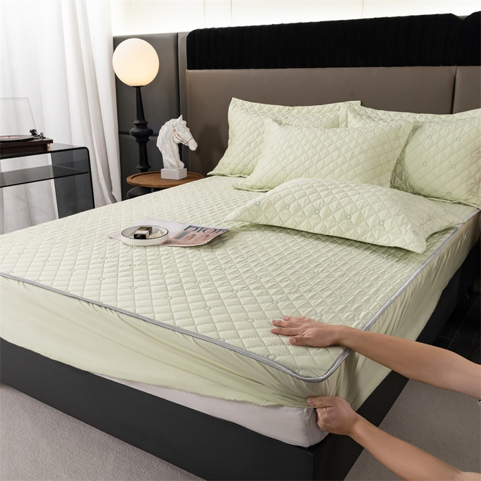 91家纺网 家纺一手货源 找家纺 OL家纺 2024新款单品天丝纯色床笠 浅绿