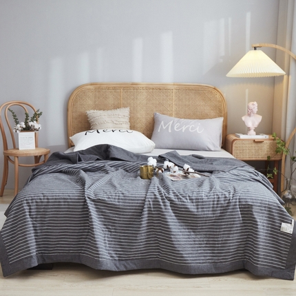 91家纺网 家纺一手货源 找家纺 鑫棉坊 2024新款水洗棉夏被 黑白条纹