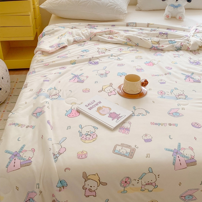 91家纺网 家纺一手货源 找家纺 澳萝拉 2024新款A类针织印花夏被 甜心大耳狗