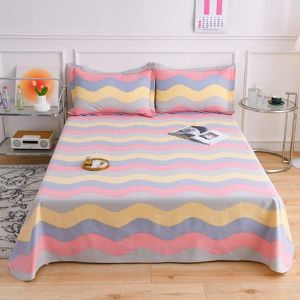 91家纺网 家纺一手货源 找家纺 仟网汇 2024新款全棉翠竹棉老粗布凉席三件套单床笠单床单一字绣 炫彩时光