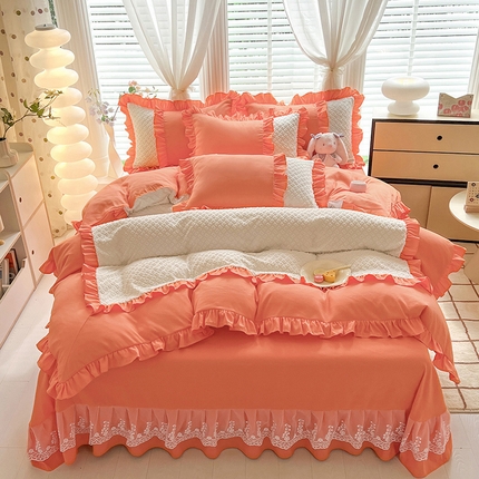 91家纺网 家纺一手货源 找家纺 （总）芭比蔓家纺 2024新款亲肤磨毛花边四件套---至爱