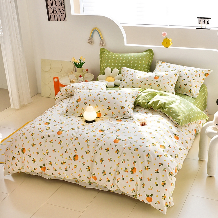 91家纺网 家纺一手货源 找家纺 登登 2024新款直播爆款清新风纯棉全棉三四件套 春日旅途