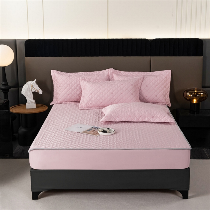 91家纺网 家纺一手货源 找家纺 OL家纺 2024新款单品天丝纯色床笠 粉色