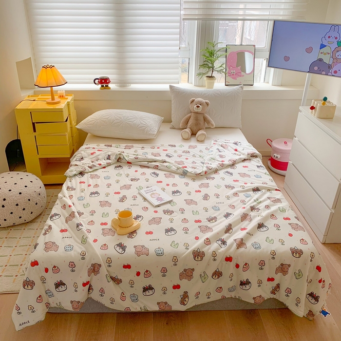 91家纺网 家纺一手货源 找家纺 澳萝拉 2024新款A类针织印花夏被 萌宠甜心