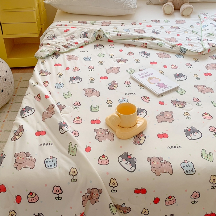 91家纺网 家纺一手货源 找家纺 澳萝拉 2024新款A类针织印花夏被 萌宠甜心