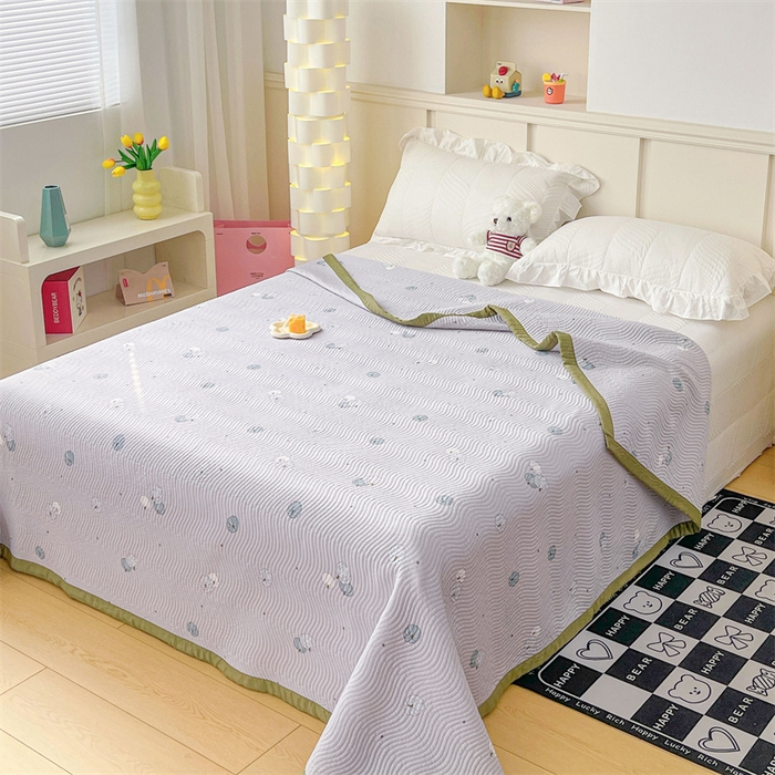 91家纺网 家纺一手货源 找家纺 OL家纺 2024新款单品天丝双面直角床盖 南瓜贝贝-灰