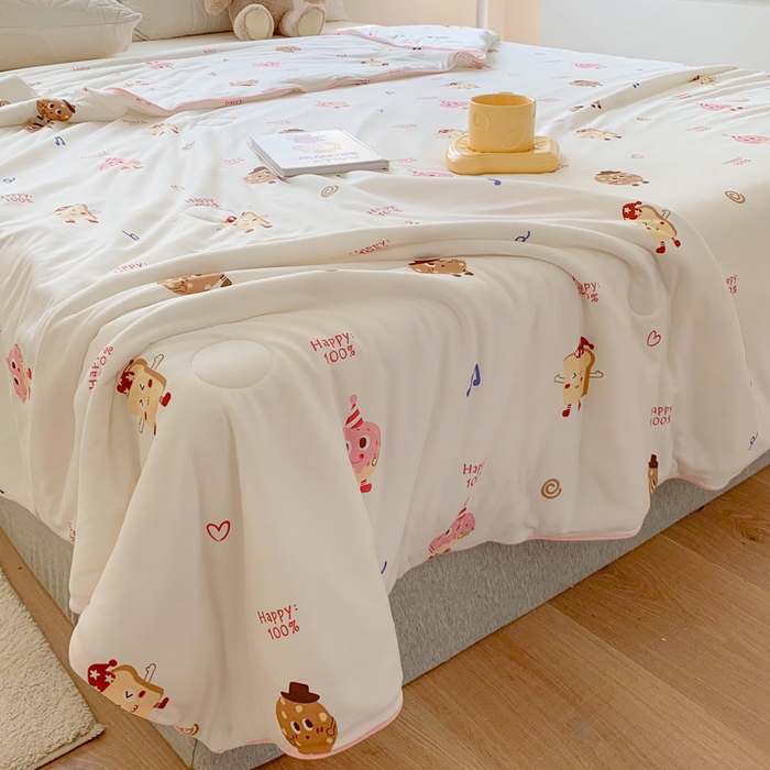 91家纺网 家纺一手货源 找家纺 澳萝拉 2024新款A类针织印花夏被 吐司酱