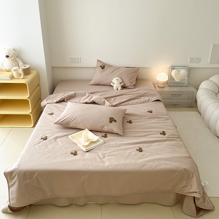 Mr.pig猪先生水洗棉 2024新款迪士尼全棉夏被四件套米奇毛巾绣夏凉被 米奇头纸棕