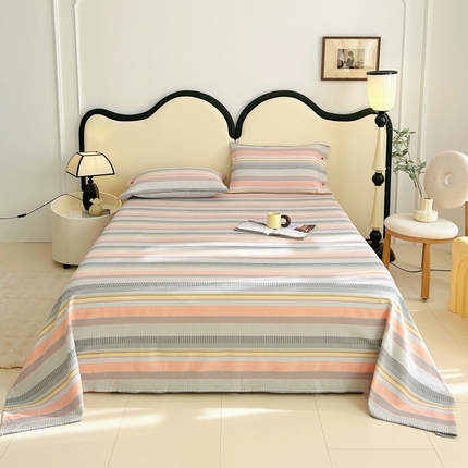 91家纺网 家纺一手货源 找家纺 （总）金泰莱 2025新款全棉色织提花老粗布凉席三件套纯棉床单