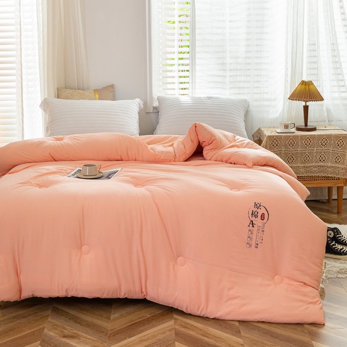 91家纺网 家纺一手货源 找家纺 居易简  2025新款供直播水洗棉大豆纤维春秋被夏被子被芯 粉色