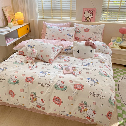 91家纺网 家纺一手货源 找家纺 （总）三朵 2024年全棉简单款三丽鸥系列四件套