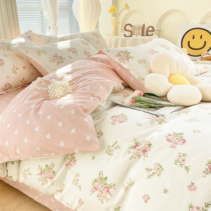 91家纺网 家纺一手货源 找家纺 珂博家纺 2024新款轻柔感全棉印花单品四件套系列-单床单单床笠 花团锦簇