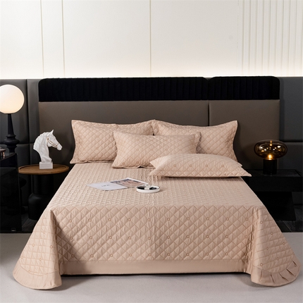 OL家纺  2023新款单品天丝纯色床盖 驼色