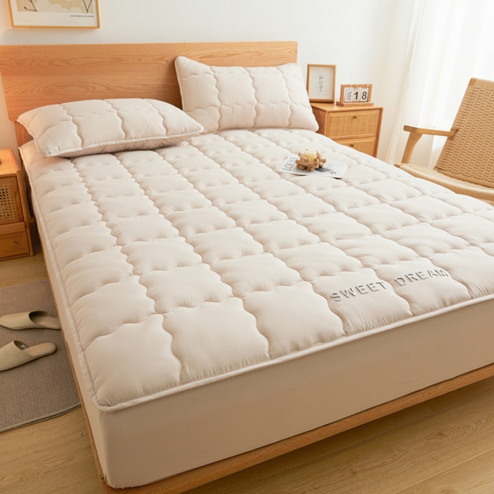 91家纺网 家纺一手货源 找家纺 喜居 2024新款A类水洗棉TPU防水床笠 美梦-奶咖 防水款