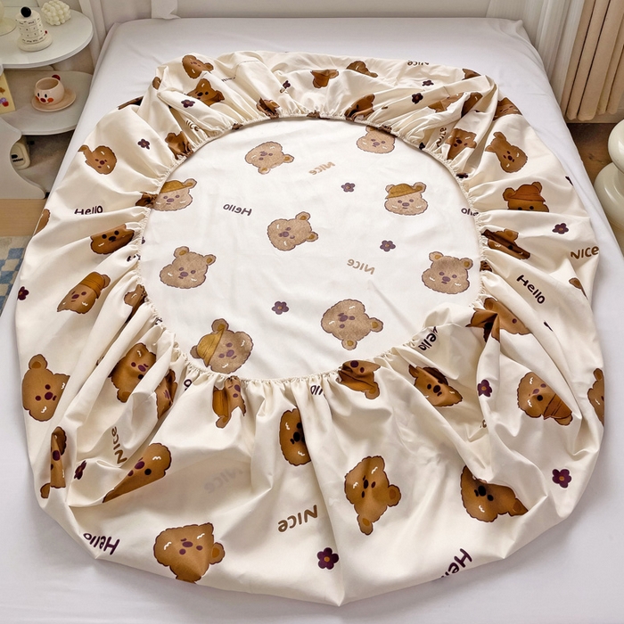 91家纺网 家纺一手货源 找家纺 好亿来家纺 2025新款亲肤磨毛单层床笠 布袋熊