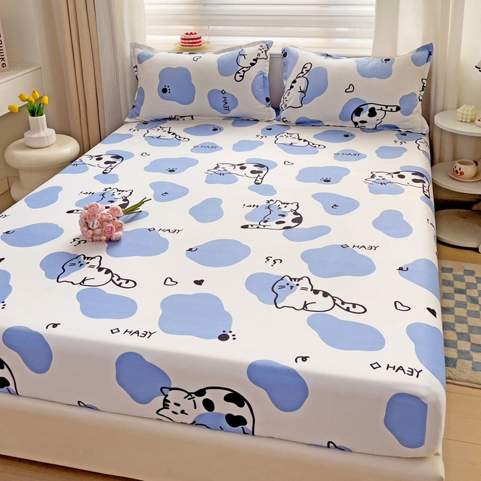 91家纺网 家纺一手货源 找家纺 好亿来家纺 2025新款亲肤磨毛单层床笠 小奶猫