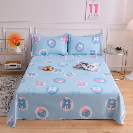 91家纺网 家纺一手货源 找家纺 （总）仟网汇 2024新款全棉翠竹棉老粗布凉席三件套单床笠单床单一字绣