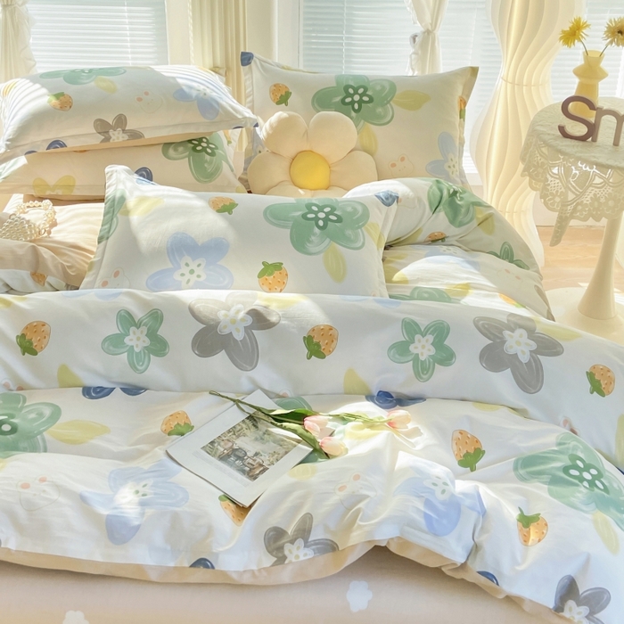 91家纺网 家纺一手货源 找家纺 珂博家纺 2024新款轻柔感全棉印花单全棉被套 春暖花开