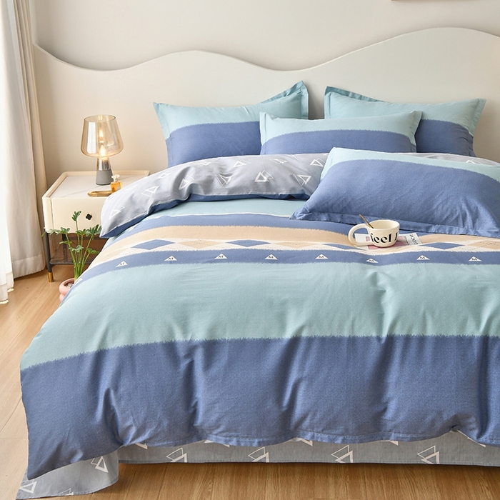 91家纺网 家纺一手货源 找家纺 珂博家纺 2024新款轻柔感全棉印花单品四件套系列-单床单单床笠 青山如黛