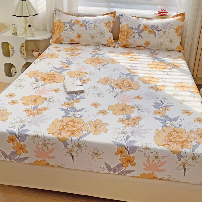 91家纺网 家纺一手货源 找家纺 好亿来家纺 2025新款亲肤磨毛单层床笠 微微花语