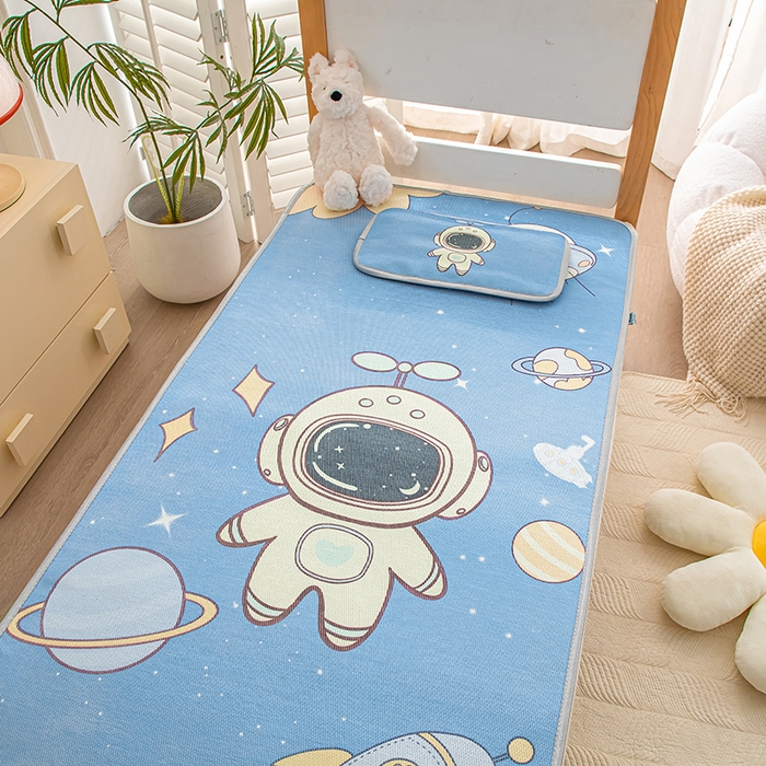 91家纺网 家纺一手货源 找家纺 欣品希家纺 2024新款A类冰丝印花儿童凉席三件套 宇航员