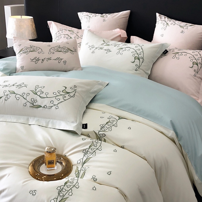 91家纺网 家纺一手货源 找家纺 卡姿 2024春夏优雅刺绣—微风铃兰 微风铃兰白