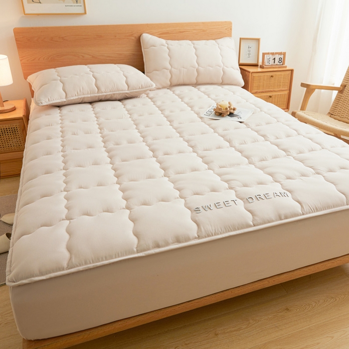 91家纺网 家纺一手货源 找家纺 喜居 2024新款A类水洗棉TPU防水床笠 美梦-奶咖 防水款