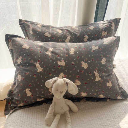 91家纺网 家纺一手货源 找家纺 百寐 2024新款全棉碎花卡通信封开口宜家大枕套 月光兔