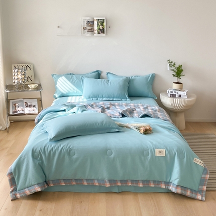 91家纺网 家纺一手货源 找家纺 （总）U被 2025新款色织水洗夏凉被四件套