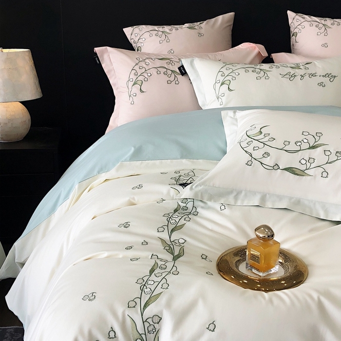 91家纺网 家纺一手货源 找家纺 卡姿 2024春夏优雅刺绣—微风铃兰 微风铃兰白