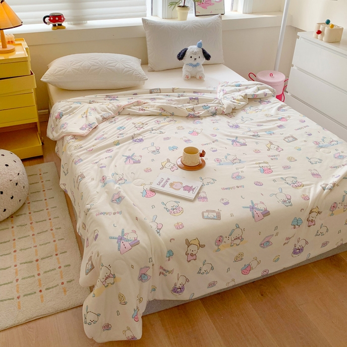 91家纺网 家纺一手货源 找家纺 澳萝拉 2024新款A类针织印花夏被 甜心大耳狗