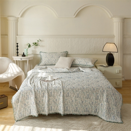 91家纺网 家纺一手货源 找家纺 有货2024新款氨纶凉感丝印花夏被空调被 蓝调