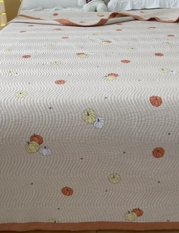 91家纺网 家纺一手货源 找家纺 OL家纺 2024新款单品天丝双面直角床盖 南瓜贝贝-卡其