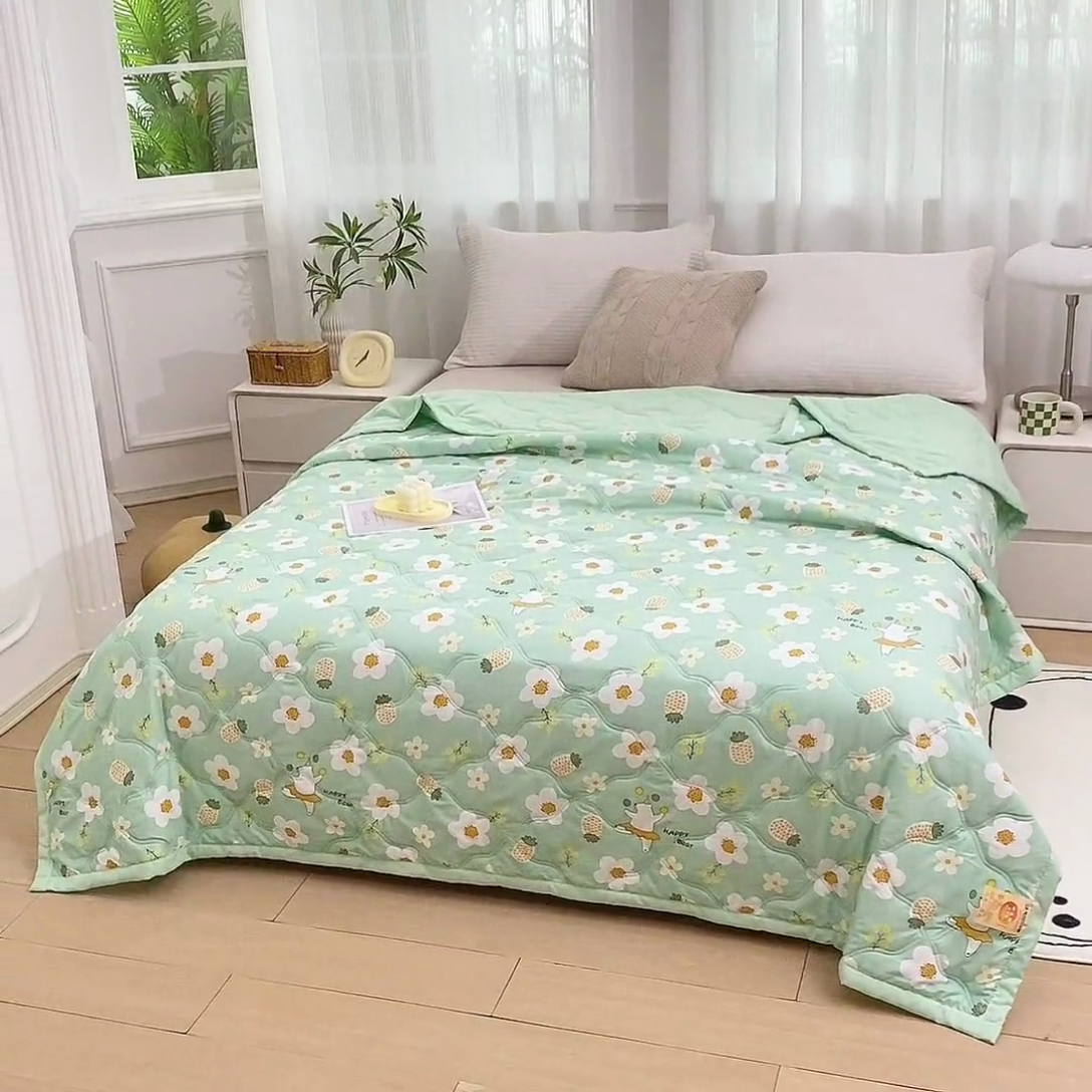 91家纺网 家纺一手货源 找家纺 爱派 2024直播爆款印花水洗棉夏被夏凉被空调被被子被芯 乐萌熊