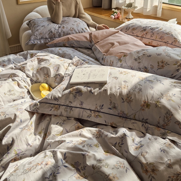 91家纺网 家纺一手货源 找家纺 由丽 2025新款2月全工艺柔棉全棉印花三件套四件套有床笠款 望舒-蓝