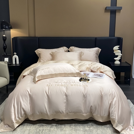 91家纺网 家纺一手货源 找家纺 （总）优悦生活馆 2024新款永恒款冰丝刺绣四件套-风格二