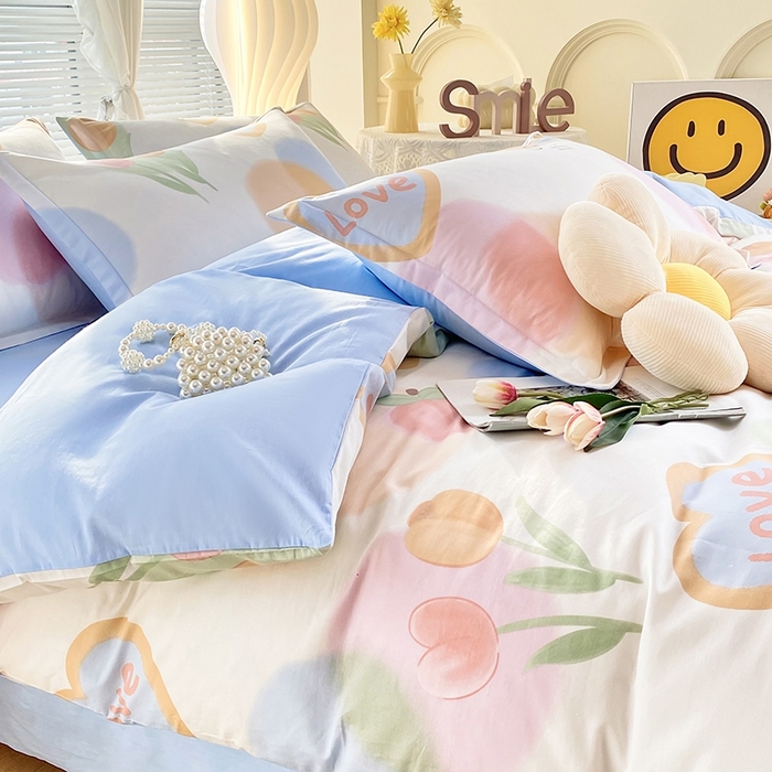 91家纺网 家纺一手货源 找家纺 珂博家纺 2024新款轻柔感全棉印花单品四件套系列-单床单单床笠 花晨月夕