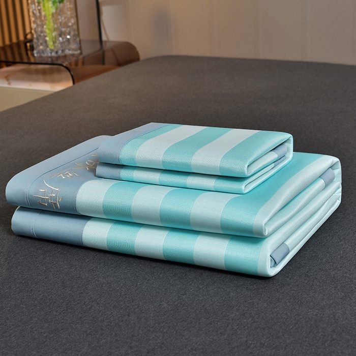 91家纺网 家纺一手货源 找家纺 （总）简一 2024新款A类经典条纹抗菌冰丝席