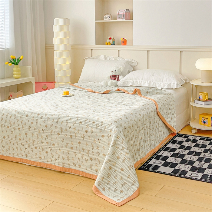 91家纺网 家纺一手货源 找家纺 OL家纺 2024新款单品天丝双面直角床盖 南汐-浅蓝