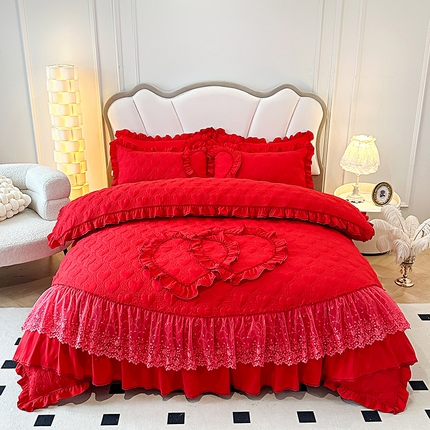 91家纺网 家纺一手货源 找家纺 （总）兴美佳 2024新款水洗棉亲肤绗缝四件套--初恋