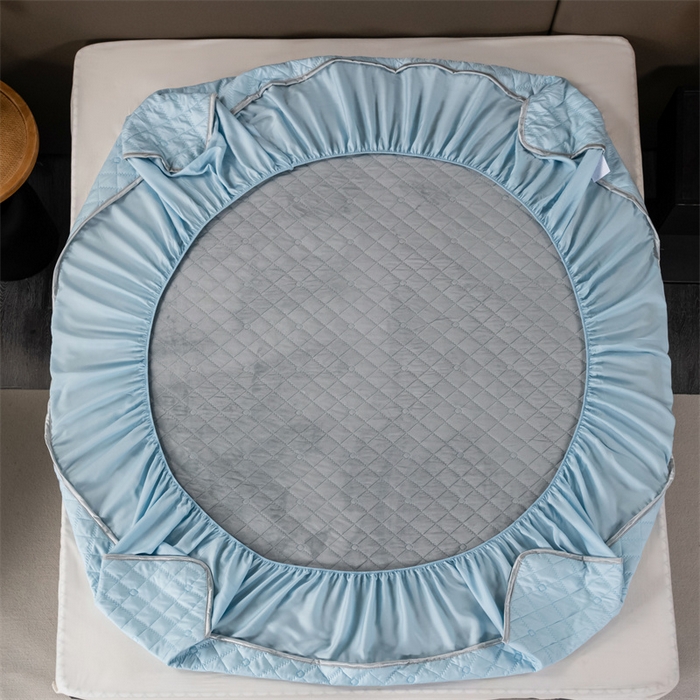 91家纺网 家纺一手货源 找家纺 OL家纺 2024新款单品天丝纯色床笠 天蓝