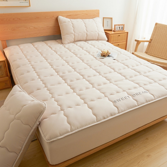 91家纺网 家纺一手货源 找家纺 喜居 2024新款A类水洗棉TPU防水床笠 美梦-奶咖 防水款