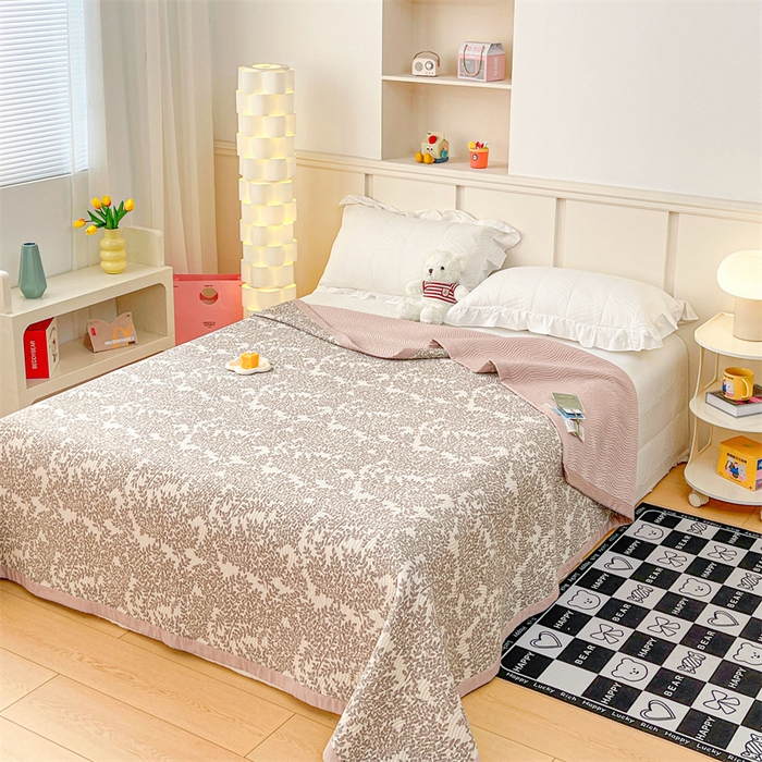 91家纺网 家纺一手货源 找家纺 OL家纺 2024新款单品天丝双面直角床盖 墨羽-咖