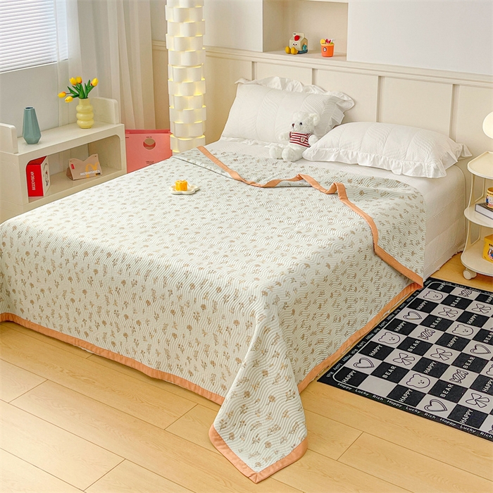 91家纺网 家纺一手货源 找家纺 OL家纺 2024新款单品天丝双面直角床盖 南汐-浅蓝