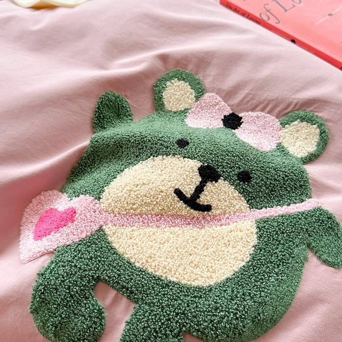 91家纺网 家纺一手货源 找家纺 柚子YOUTH 2024新款40支全棉水洗棉印+绣跑量款四件套 约克熊