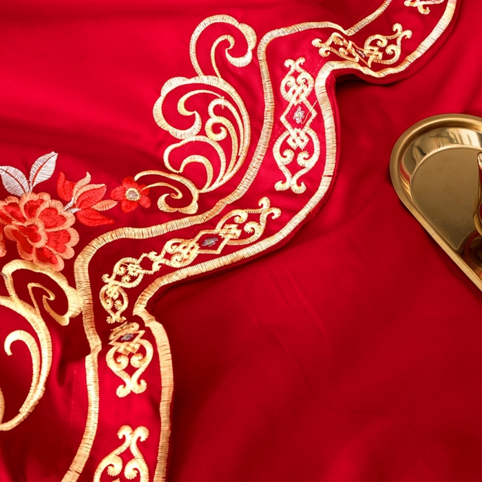 91家纺网 家纺一手货源 找家纺 慕她家纺 2025新款磨毛婚庆四件套结婚刺绣花床品六喜庆 盛世龙凤