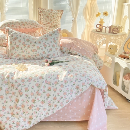 珂博家纺 2024新款轻柔感全棉印花单品四件套系列-单床单单床笠 世外桃源