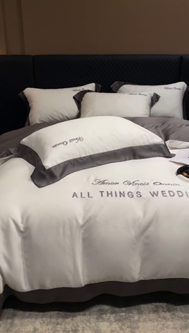 91家纺网 家纺一手货源 找家纺 优悦生活馆 2024新款永恒款冰丝刺绣四件套-风格二 永恒-象牙白